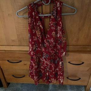 Red flower romper